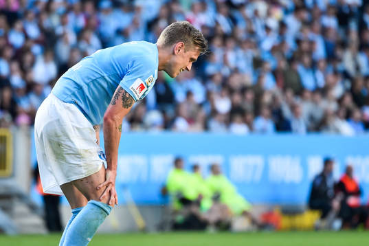 Malmö FFs Sören Rieks grimaserar