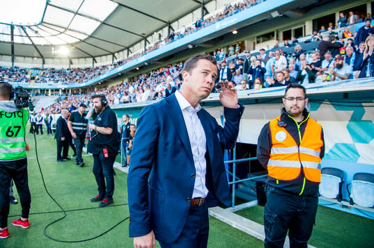 Malmö FFs tränare Daniel Andersson innan fotbollsmatchen