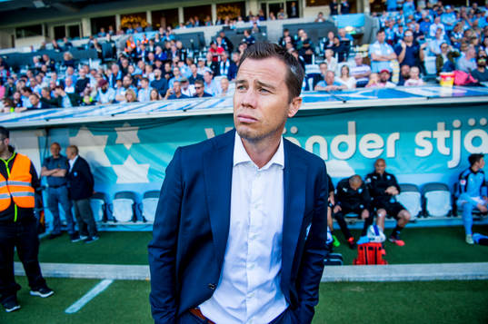 Malmö FFs tränare Daniel Andersson innan fotbollsmatchen