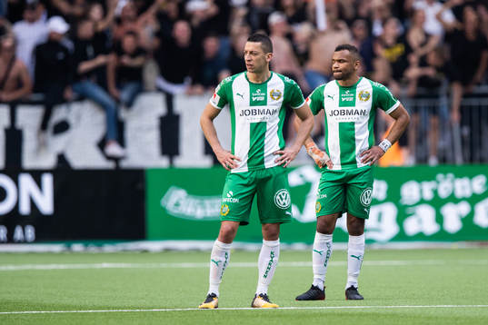 Hammarbys Nikola Djurdjic och Neto Borges deppar