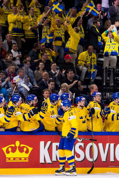 Sveriges Gustav Nyquist jublar med båset