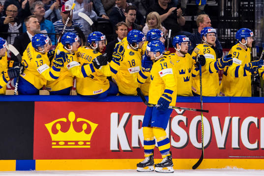 Sveriges Gustav Nyquist jublar med båset