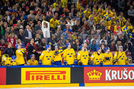Sveriges spelare deppar på bänken