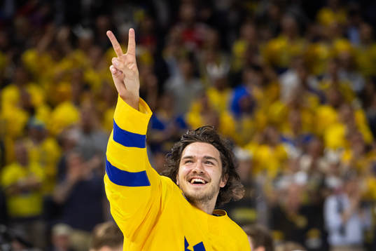 Sveriges Dennis Everberg jublar