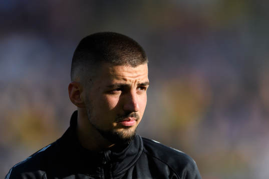 Elfsborgs Ibrahim Dresevic vid lineup innan fotbollsmatchen