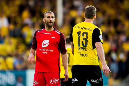 Azar Karadas of Brann and Frode Kippe of Lillestrøm
