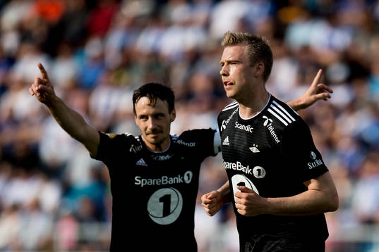 Mike Jensen and Alexander Søderlund of Rosenborg celebrate