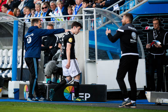 Jacob Rasmussen of Rosenborg walks off the pitch
