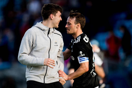 Jacob Rasmussen and Mike Jensen of Rosenborg celebrate