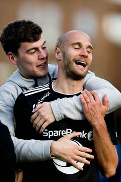 Jacob Rasmussen and Tore Reginiussen of Rosenborg celebrate