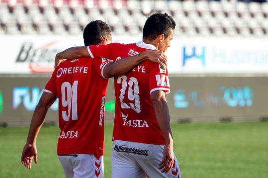 Kalmars Hiago Ramiro och Romário Pereira Sipião jublar