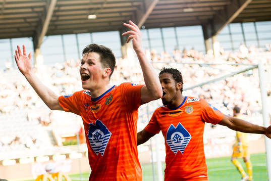 Sondre Fet of Aalesund celebrates the 0-2 goal