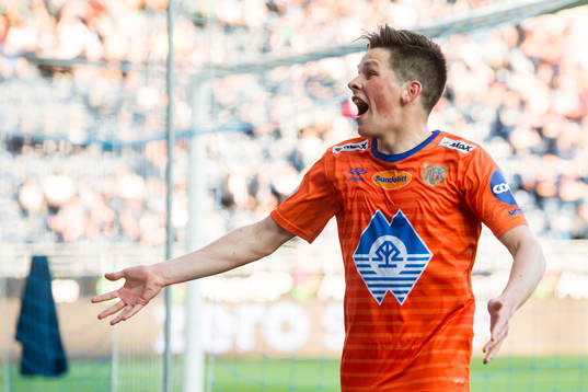 Sondre Fet of Aalesund celebrates the 0-2 goal