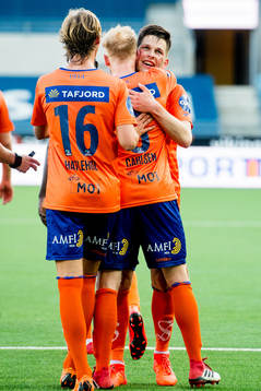 Sondre Fet of Aalesund celebrates the 0-2 goal with