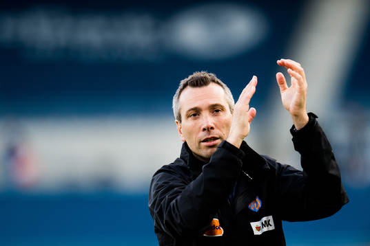Andrea Loberto, assistant coach of Aalesund,  celebrates
