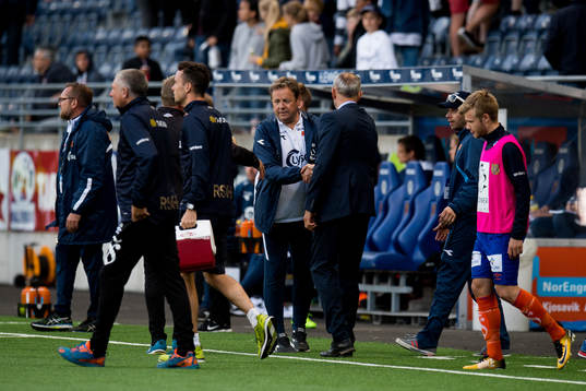 Bjarne Berntsen, head coach of Viking, and Lars Bohinen,