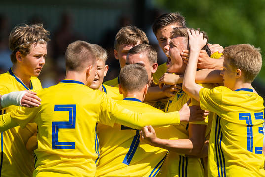 Sveriges spelare jublar