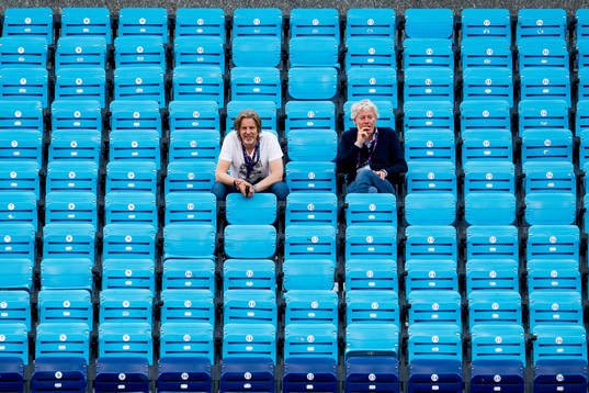 Jan Åge Fjørtoft, of Viasat, and Morten Pedersen, of