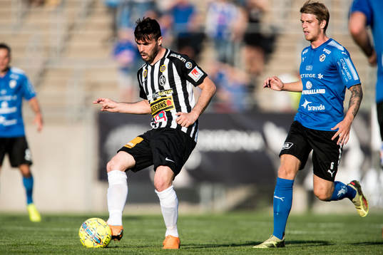 Landskronas Igor Arsenijevic och Halmstads Marcus Mathisen