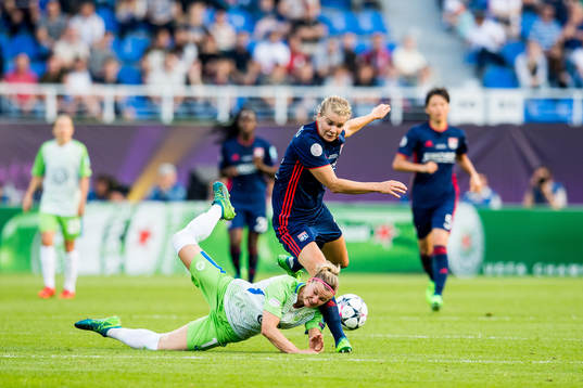 Alexandra Popp of Wolfsburg and Ada Hegerberg of Lyon