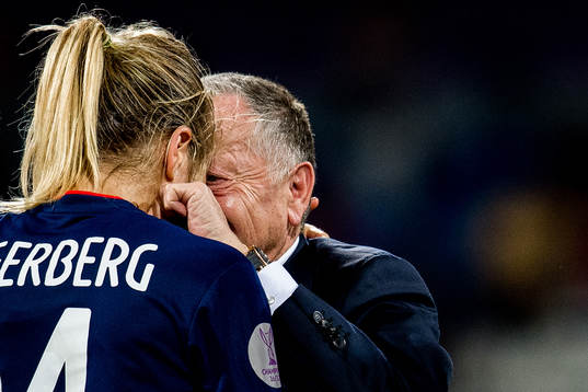 Ada Hegerberg and Jean-Michel Aulas, owner and chairman of