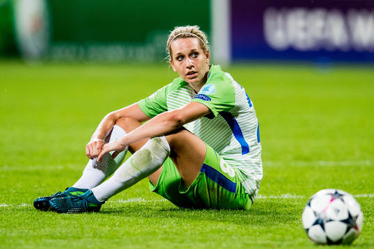 Lena Goessling of Wolfsburg looks dejected