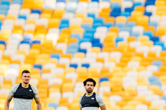 Dejan Lovren and Mohamed Salah of Liverpool