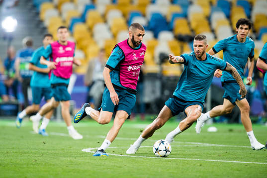 Karim Benzema and Sergio Ramos of Real Madrid