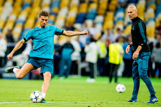 Cristiano Ronaldo and Zinedine Zidane, head coach of Real
