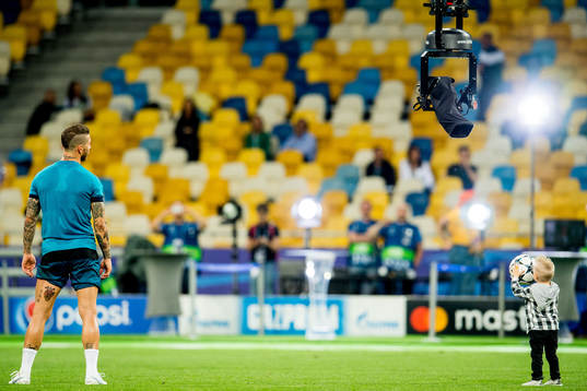 Sergio Ramos of Real Madrid with his son Marco Ramos Rubio