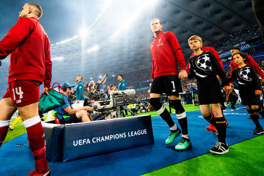 Goalkeeper Loris Karius of Liverpool enters the pitch