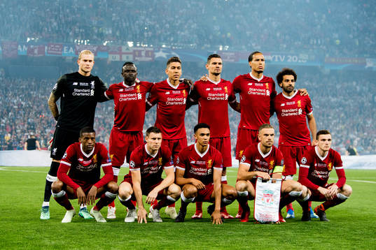 The players of Liverpool pose for a team photo