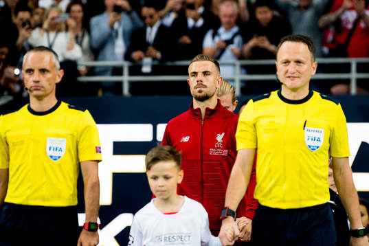 Jordan Henderson of Liverpool enters the pitch