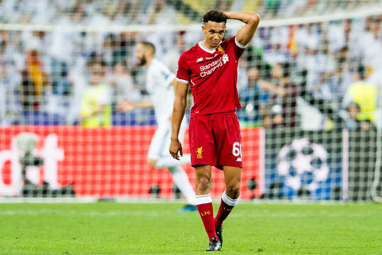 Trent Alexander-Arnold of Liverpool looks dejected