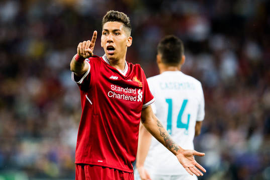 Roberto Firmino of Liverpool reacts
