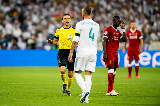 Referee Milorad Mazic of Serbia
