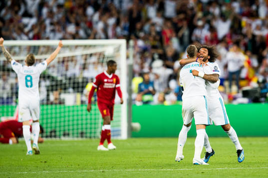 Sergio Ramos and Marcelo of Real Madrid celebrate