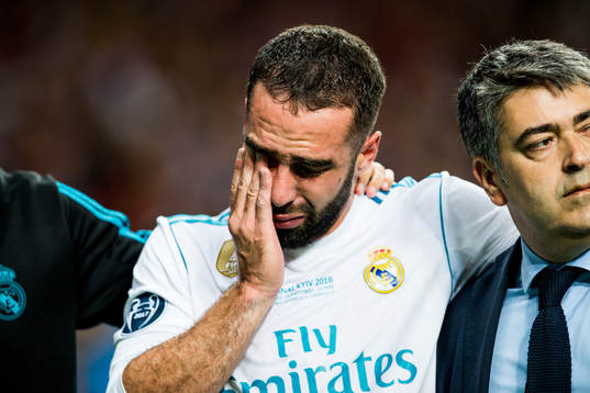 Dani Carvajal of Real Madrid with an injury