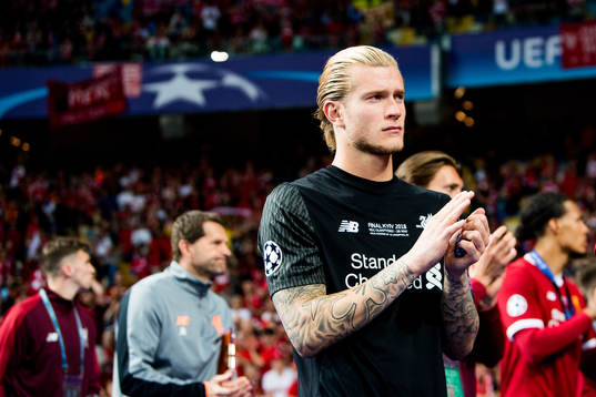 Goalkeeper Loris Karius of Liverpool looks dejected