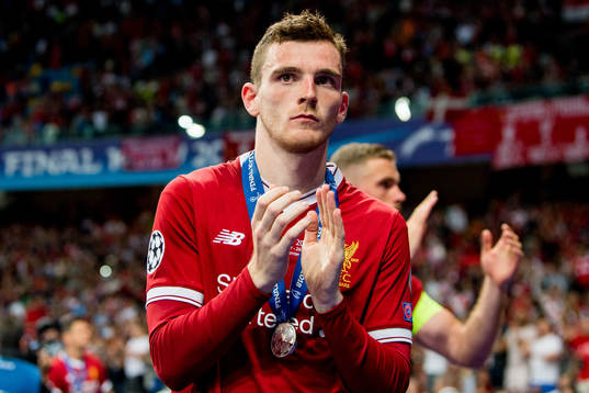 Andy Robertson of Liverpool looks dejected
