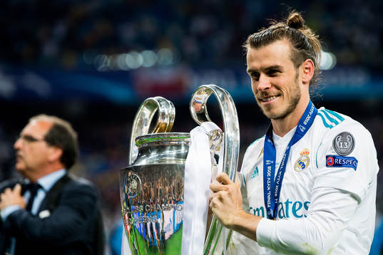 Gareth Bale of Real Madrid with the trophy
