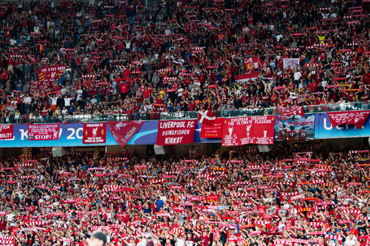 Supporters of Liverpool sing