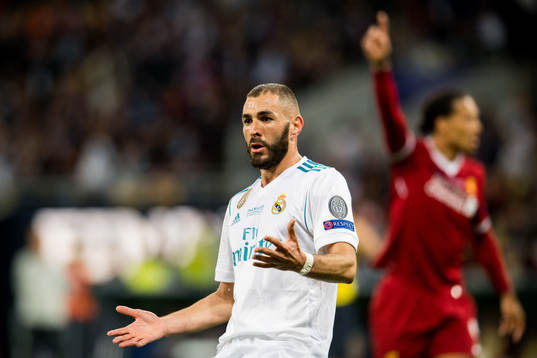 Karim Benzema of Real Madrid reacts