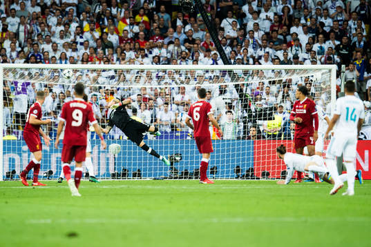 Goalkeeper Loris Karius of Liverpool lets in the 2-1 goal