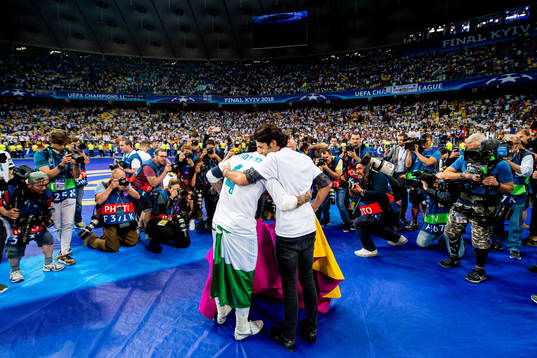 Sergio Ramos of Real Madrid celebrates in front of the