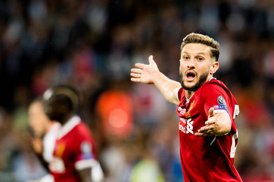 Adam Lallana of Liverpool reacts