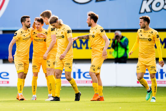 Håkon Evjen of Bodø/Glimt celebrates 2-0 with teammates