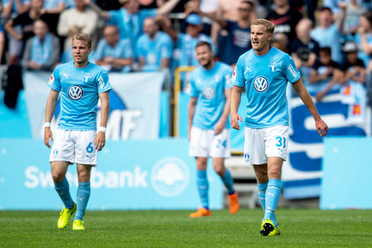 Malmö FFs Oscar Lewicki och Franz Brorsson deppar