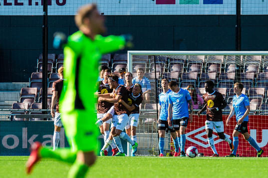 Sondre Solholm Johansen of Mjøndalen celebrates the 1-0