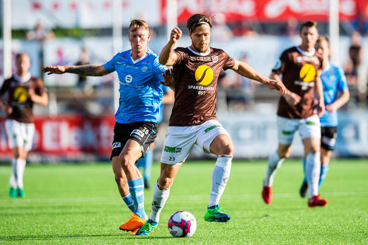 Kent Håvard Eriksen of Sandnes Ulf and Sondre Solholm